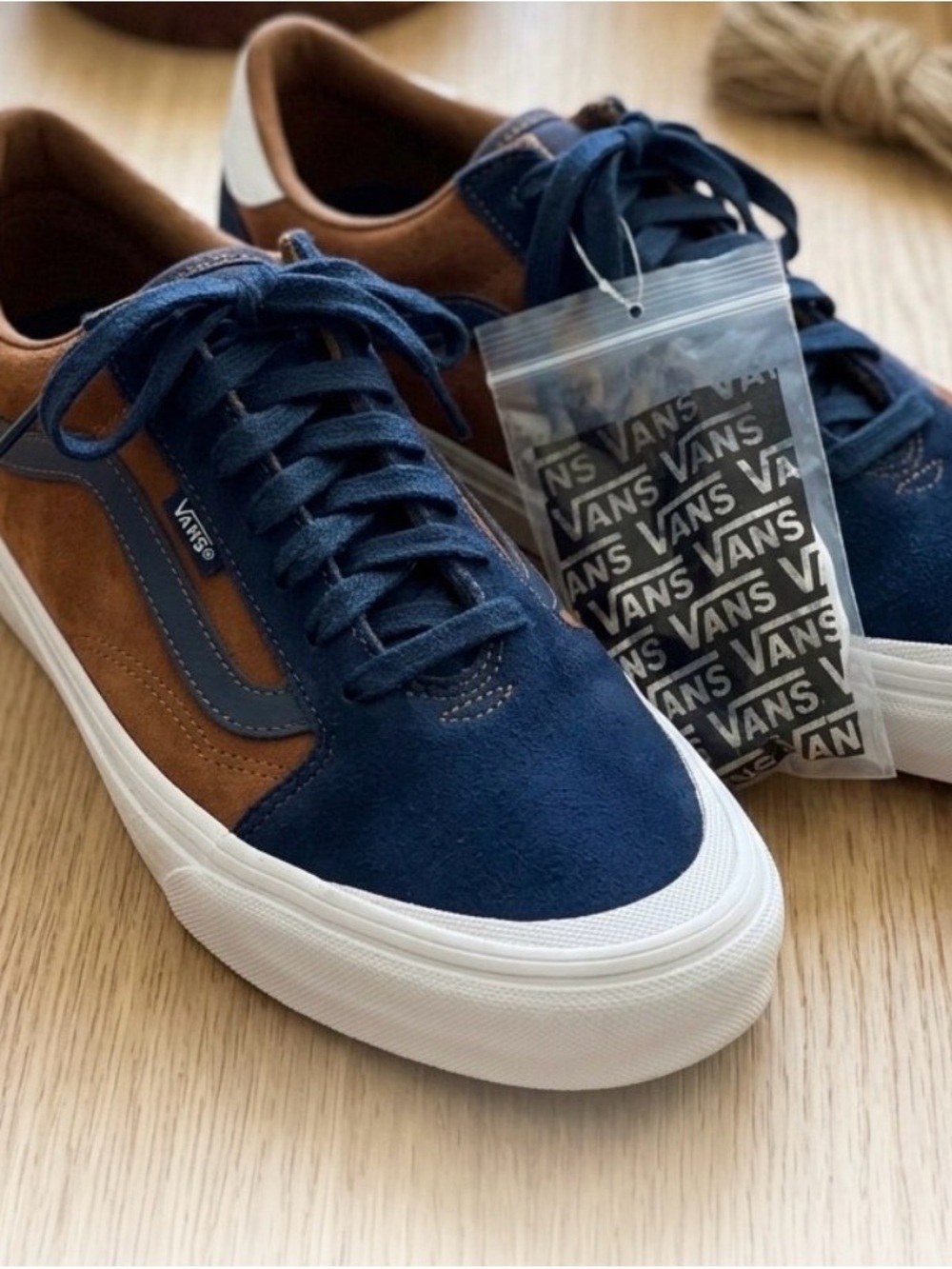 Vans Navy and Brown Suede Low-Top Athletic Sneakers